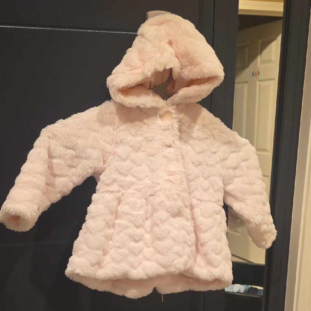 First Impressions Pink Fuzzy Hooded Jacket